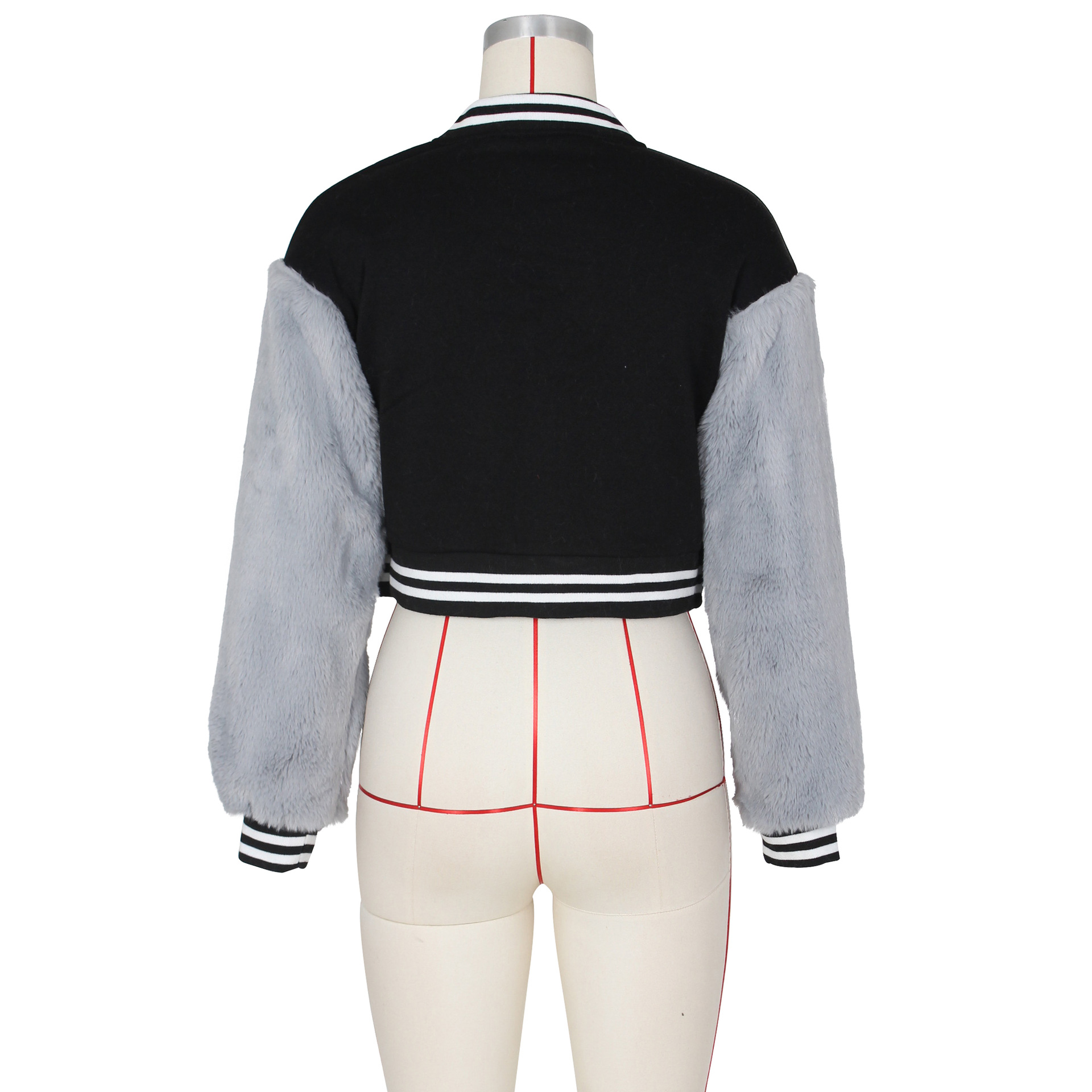 Damen Baseballjacke Mit Fellärmeln Für Den Lässigen Alltag_voghion.com