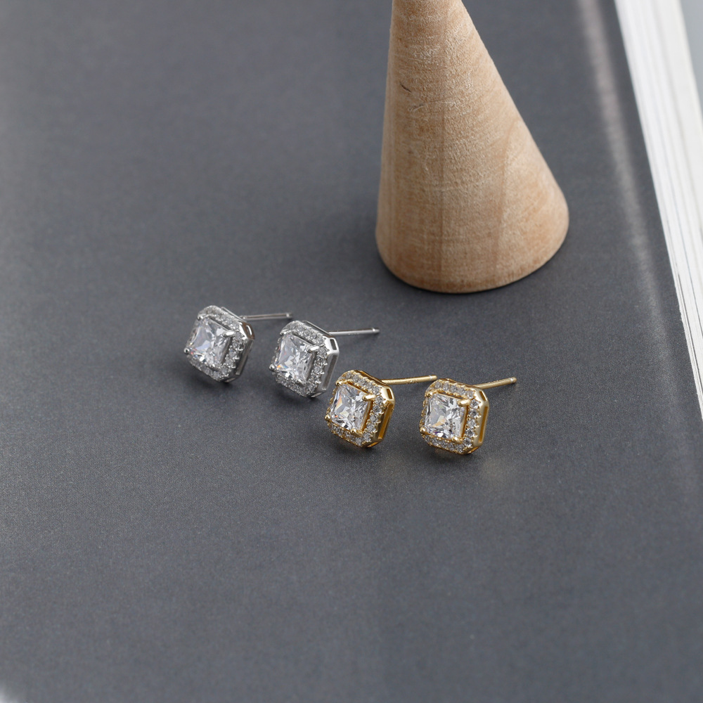 Mode Géométrique Argent Sterling Incruster Zircon Boucles D'oreilles 1 Paire display picture 25