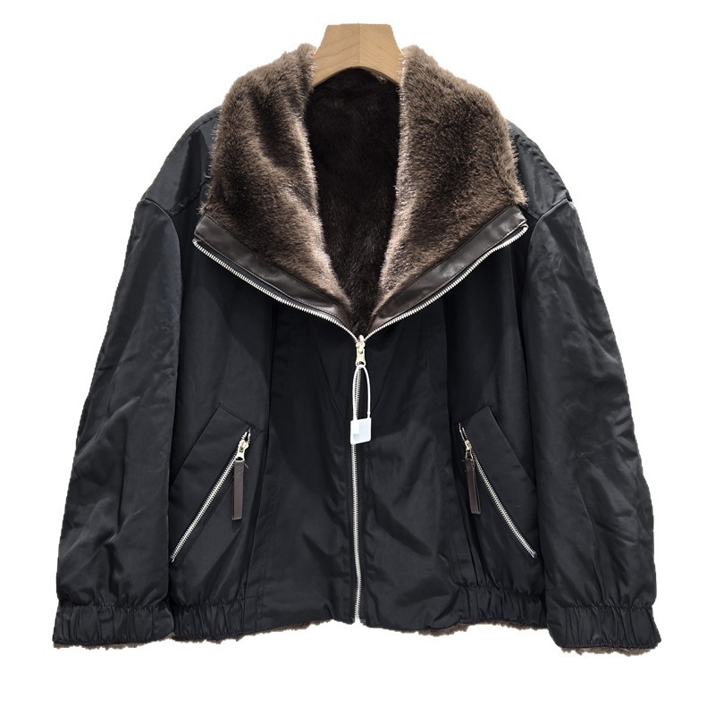 Invierno nuevo diseño de pieles de dos lados en una piel verde de lana parquet gruesa cálida abrigo casual de moda versátil image 5