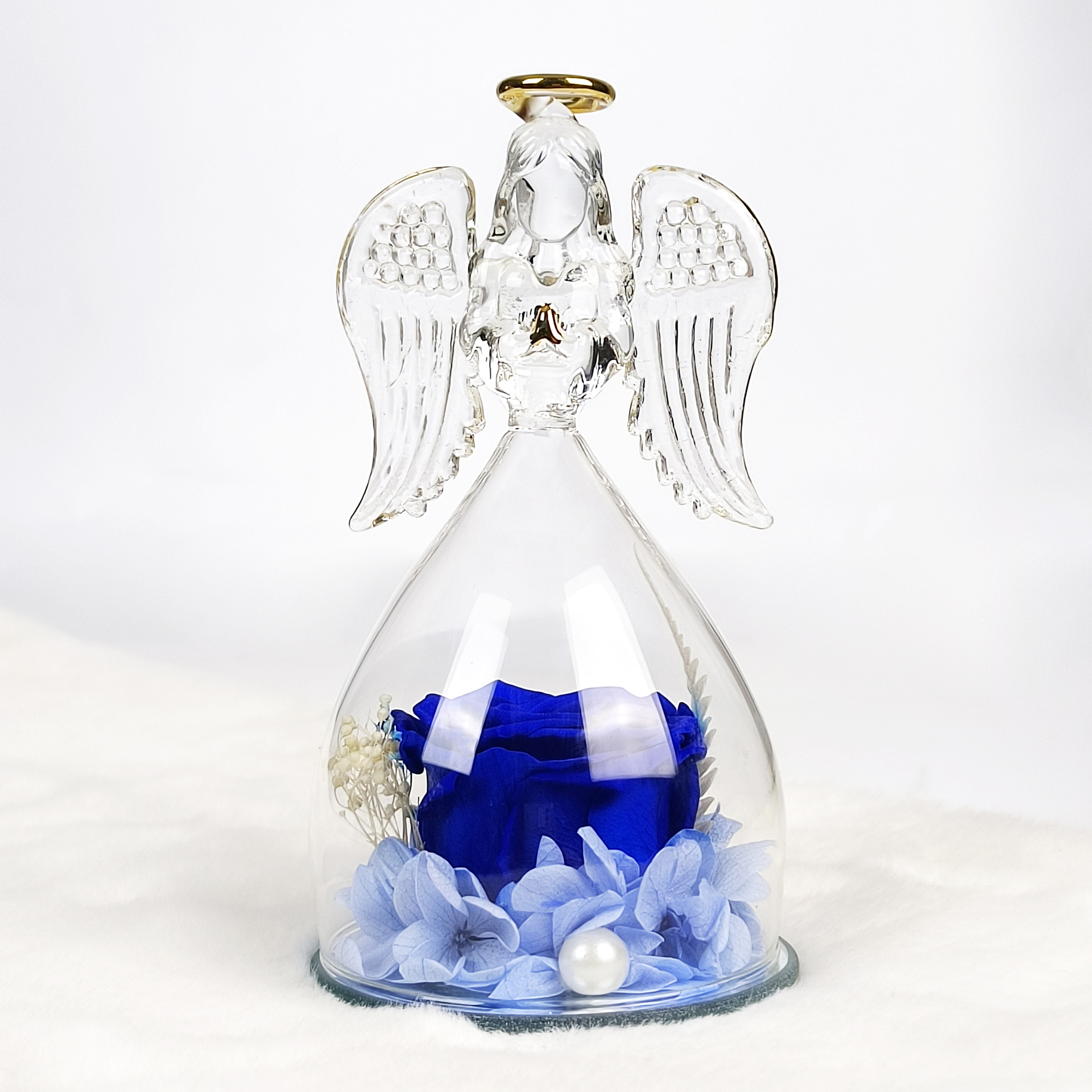 Cross-border inmortalidad rosas ángel pequeño cubierta de vidrio decoración día de San Valentín Navidad caja de regalo de cumpleaños flores reales