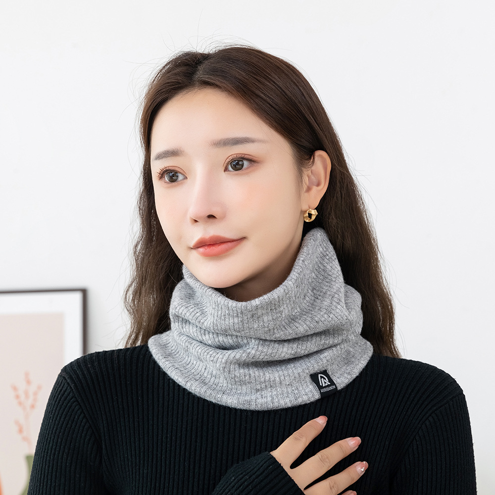 2024 autumn and winter new collar for men and women couples monochrome fleece-lined warm knitted pullover scarf fashion in stock wholesale