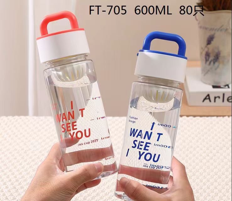 Futong 705 nueva celebridad de Internet 600ml portátil limón espacio Taza fresca transparente con pantalla de filtro Estudiante Taza de adultos