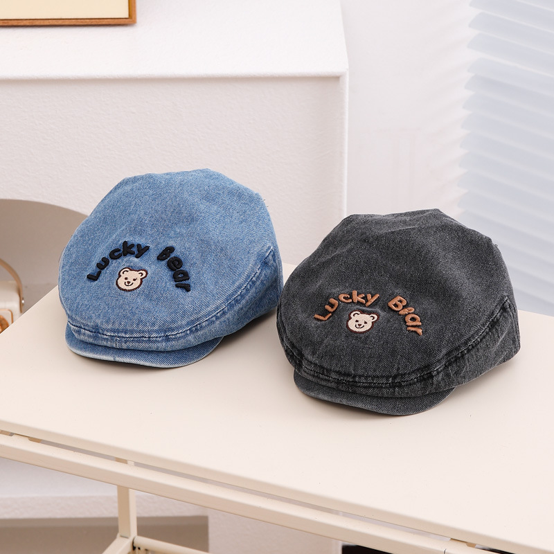 Sombreros para bebés primavera y otoño boinas para niños, gorras de piel de melón para hombres y mujeres, gorras coreanas versátiles de moda hacia adelante 2024 nuevo