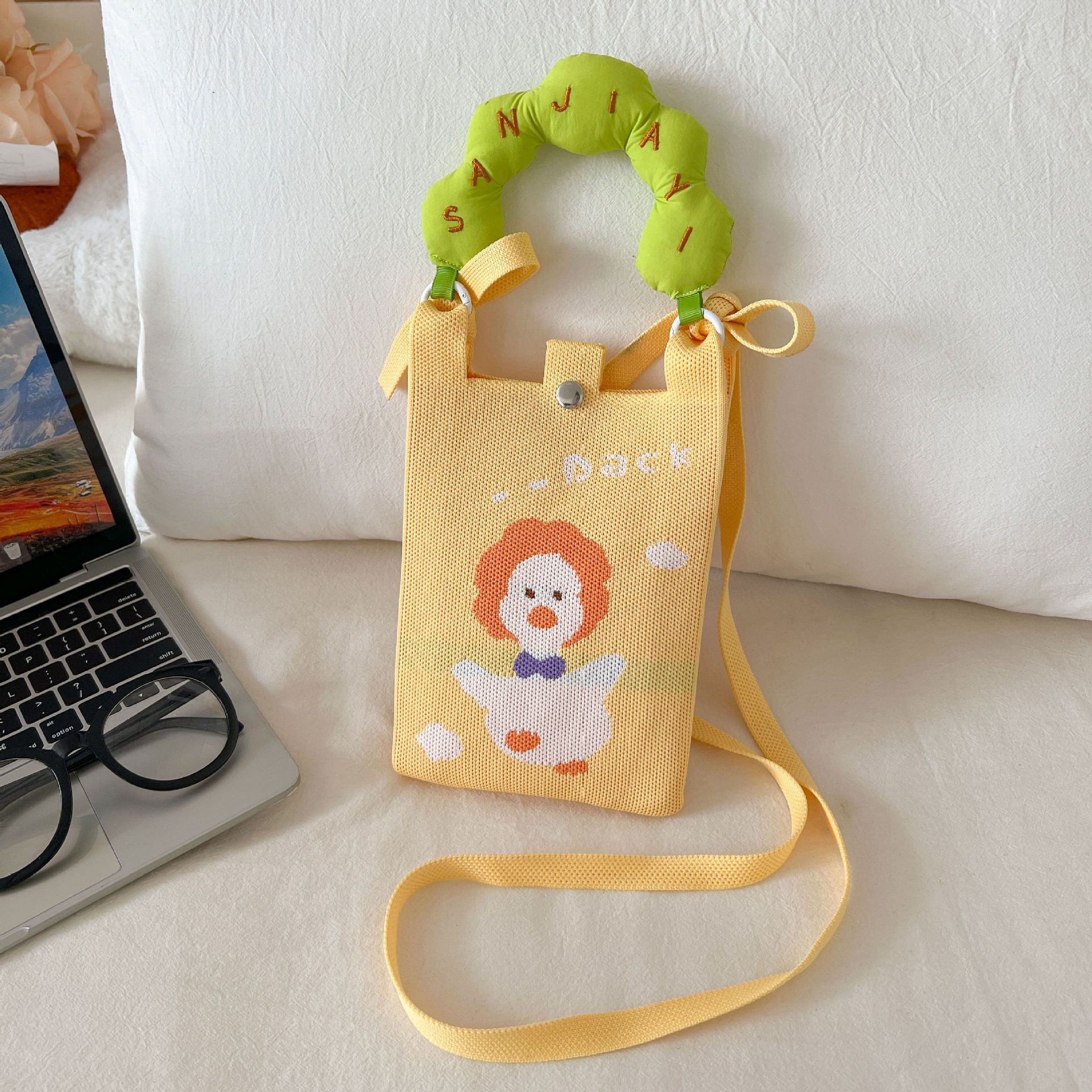 녹색 작은 오리 휴대폰 가방