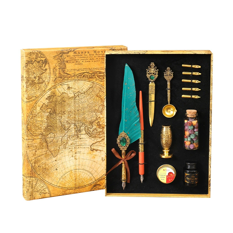 Writing brush, set, pen, with gem