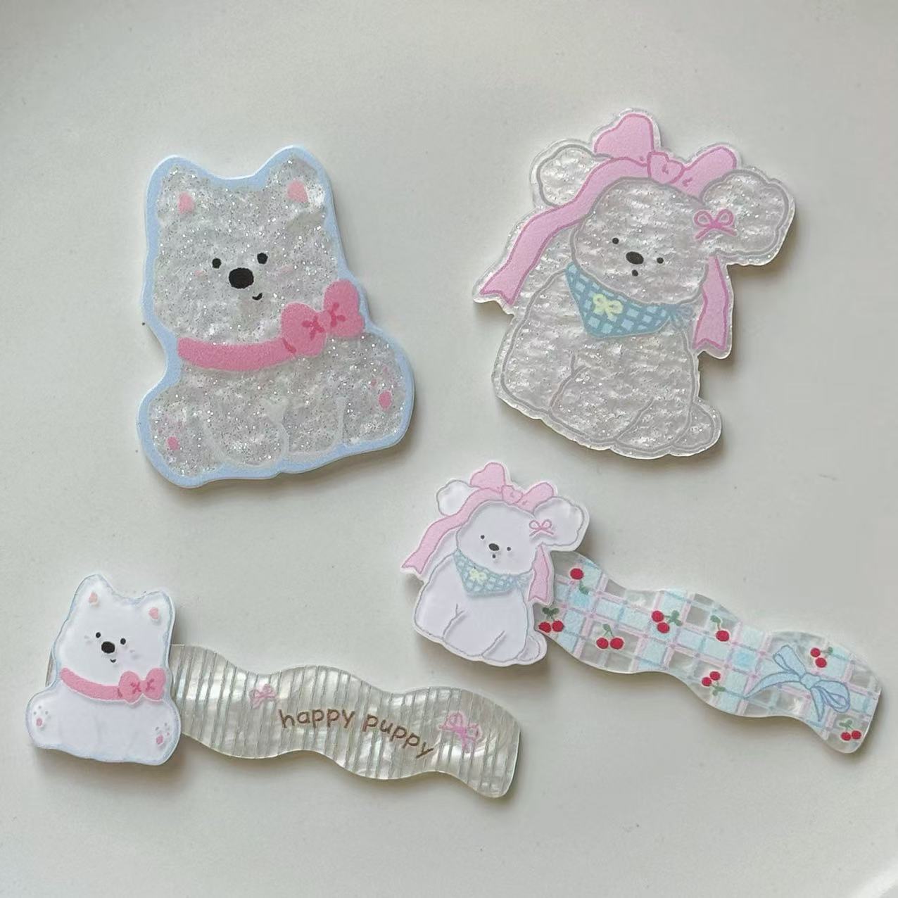 파우더 활 서쪽 고원 강아지 더블 레이어 웨이브 아크릴 액세서리 diy 전화 케이스 패치 구멍 신발 장식