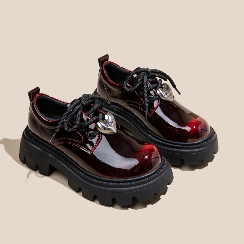 Retro British-Style Women's Shoes, Thick-Soled Lace-Up Height-Increasing Leather Shoes, High-Heeled Single Shoes, Platform Shoes, Fashionable Cowhide Loafers Retro British-Style Women's Shoes, Thick-Soled Lace-Up Height-Increasing Leather Shoes, High-Heeled Single Shoes, Platform Shoes, Fashionable Cowhide Loafers