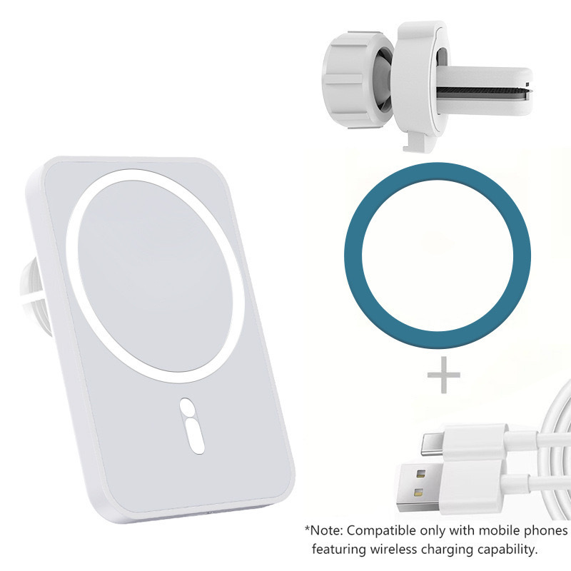 Cargador inalámbrico magnético para coche, compatible con teléfonos móviles Apple, soporte para salida de aire, soporte para teléfono móvil con carga inalámbrica
