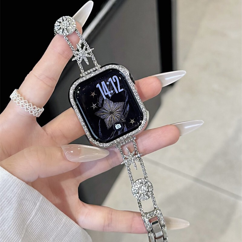 Thin four-leaf clover metal watch strap suitable for S10 Apple S11 watch iwatch8 new applewatch9SE Thin four-leaf clover metal watch strap suitable for S10 Apple S11 watch iwatch8 new applewatch9SE