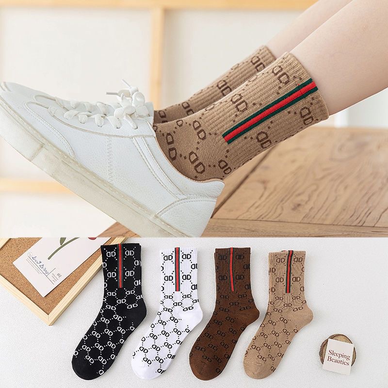 Women's Socks Ny Mid-Calf Socks Dd European Ins Trendy Brand Short Socks Gg Slouch Socks Cotton Socks Fashion Versatile Jk Socks
