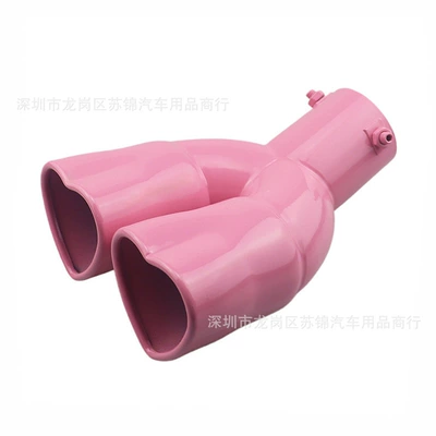 Thickeneded Stainless Steel Heart-Shaped — Exhaust pipe - curved-pink