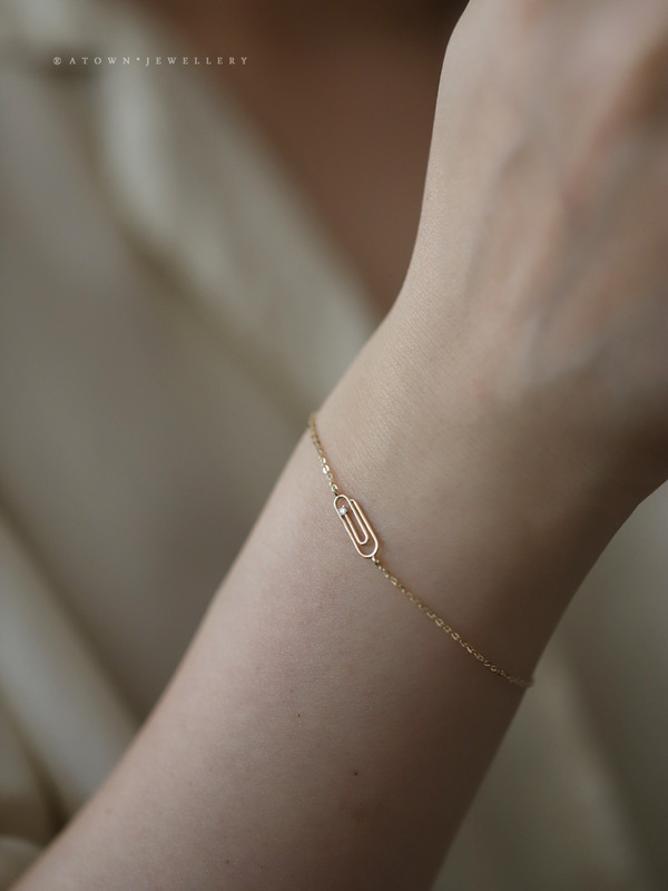 Xinzhemei S925 sterling silver gold-plated bracelet paper clip pin ins cold style niche simple jewelry for women