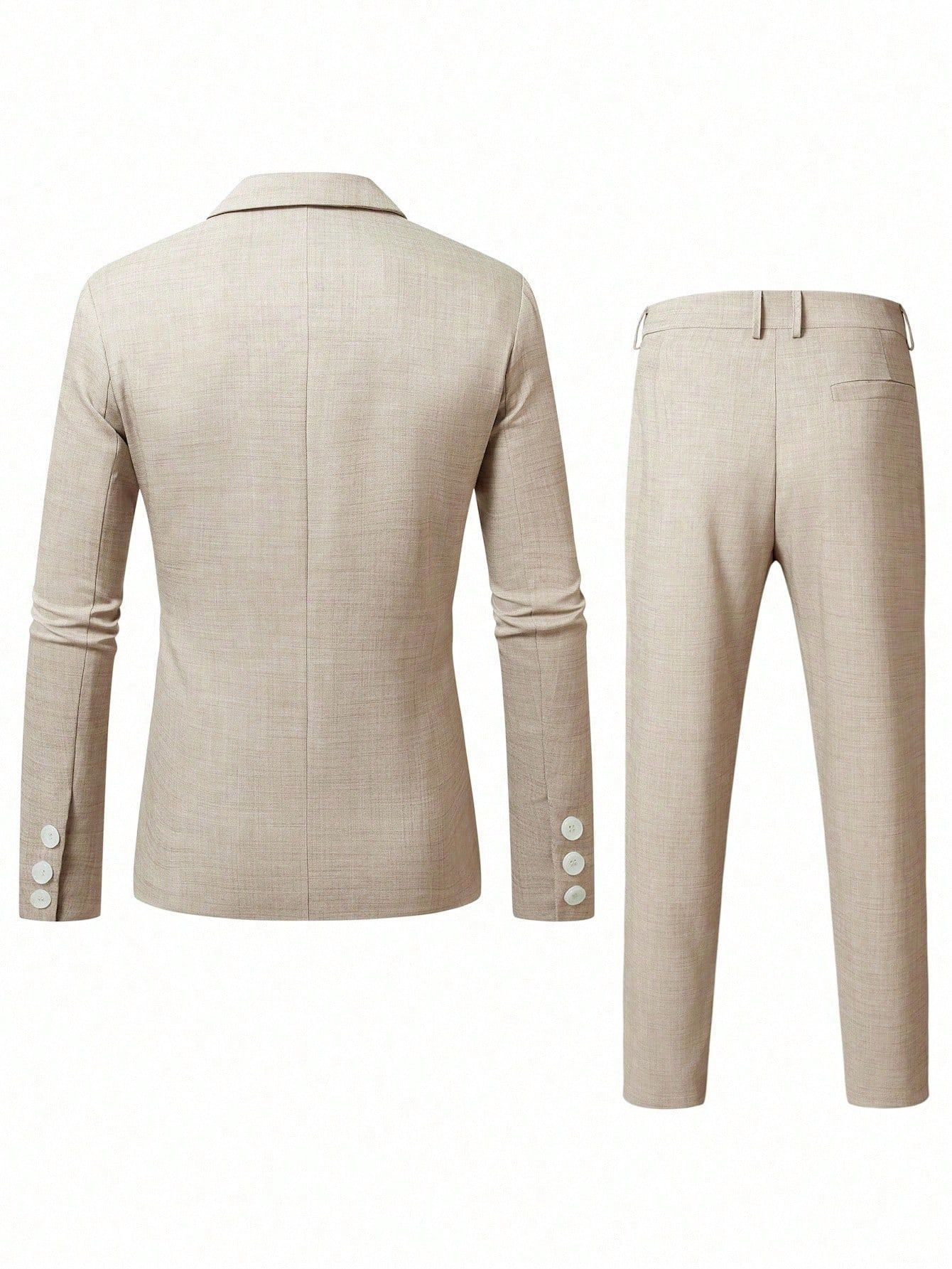 Men's Elegant Business Suit Solid Colour Banquet Formal Set_voghion.com