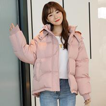现货品牌2020冬季瑞丽清新甜美女装长袖连帽直筒棉衣代理加盟