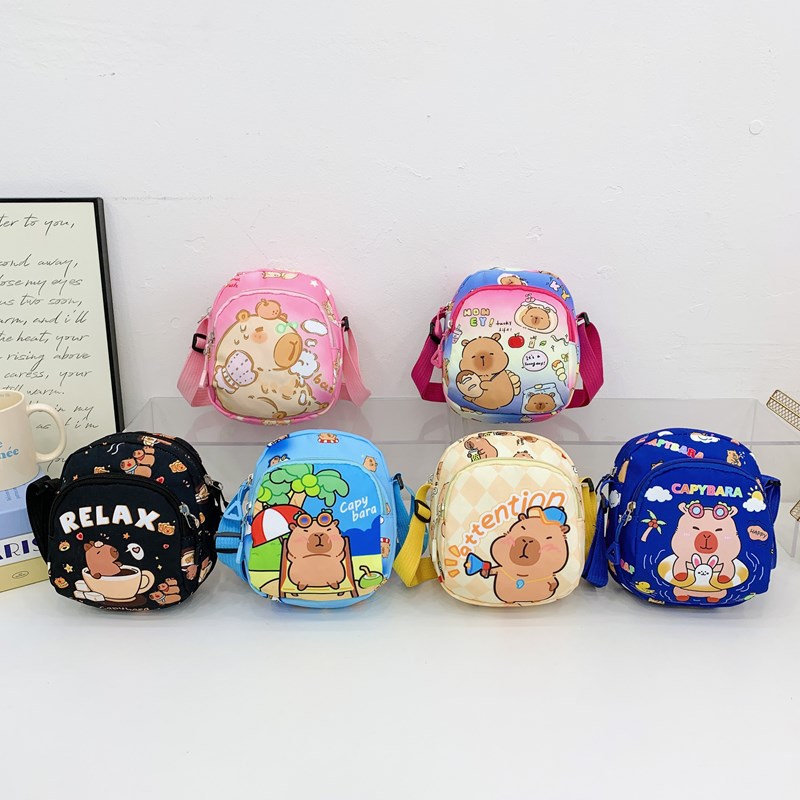 Bolso de hombro lindo para niños y niñas de dibujos animados lindo y divertido bolso de mensajero para bebés Kapibala nuevo bolso para niños con estampado de estilo occidental