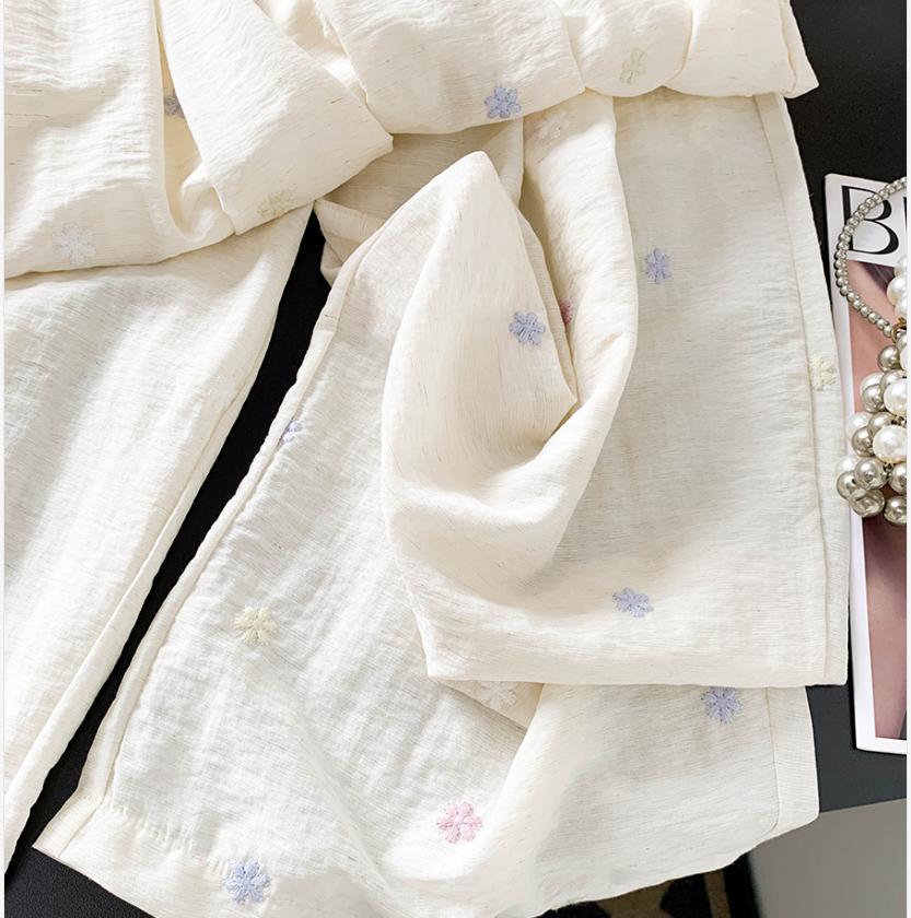 Quần culottes nữ ống rộng chất liệu lụa lanh thêu hoa, dáng suông rộng mùa hè 2026 — màu mơ chi tiết 6