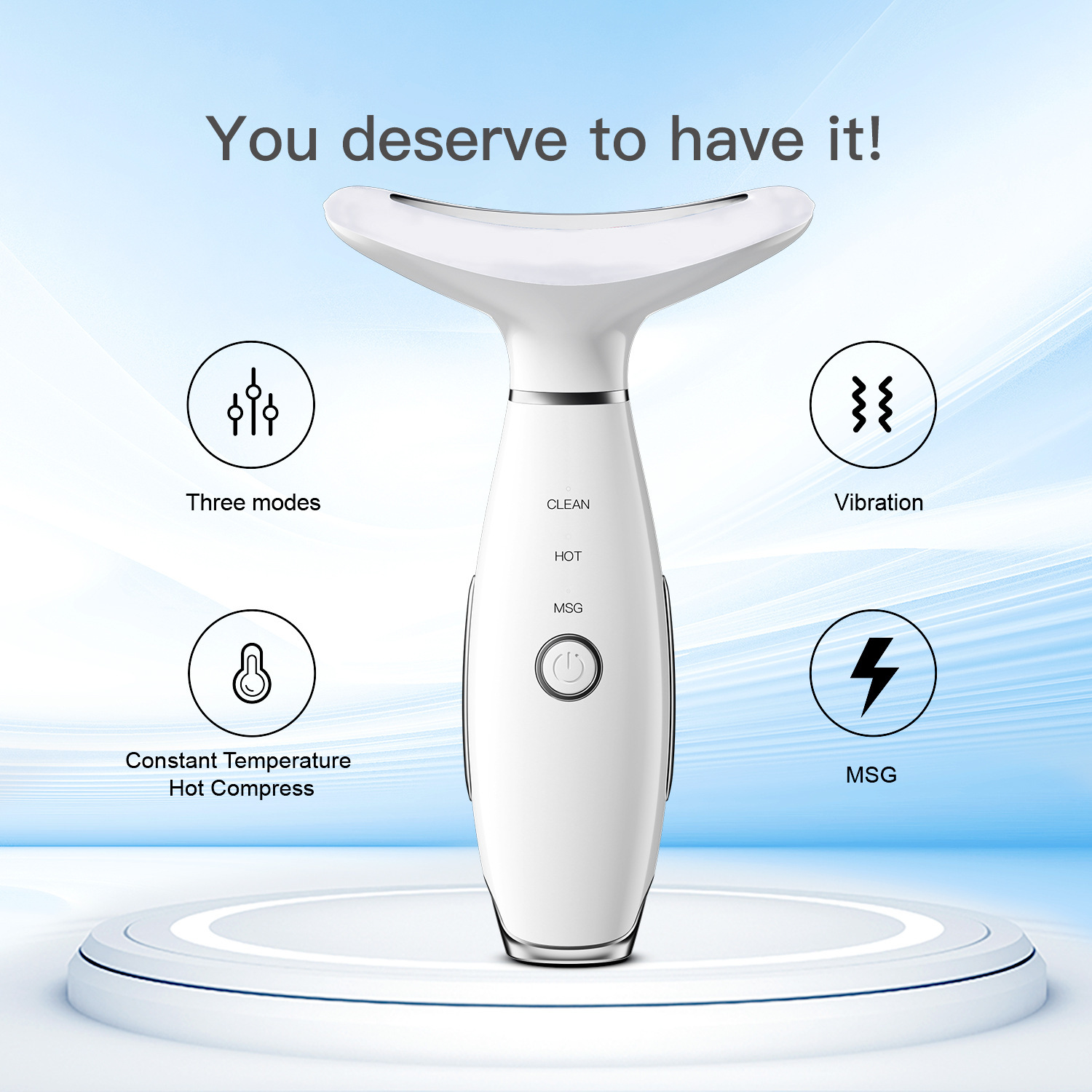 Instrumento de belleza del cuello, compresa caliente de luz de color, masaje vibratorio, aparato de adelgazamiento facial, estiramiento facial, belleza estricta image 3