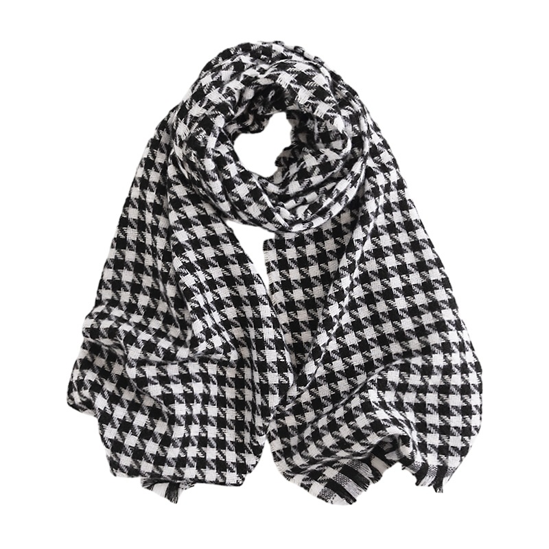 Sciarpa elegante e alla moda da donna in cashmere a quadri Qianniao, per protezione dal freddo, autunno inverno_voghion.com