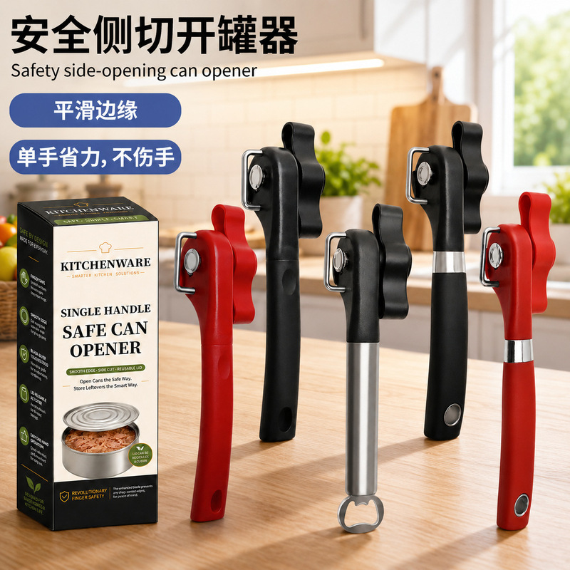 Cross-Border Manual Safety Can Opener, Single-Handle Side-Cut Can Knife, Stainless Steel Multi-Functional Kitchen Heavy-Duty Can Opener Cross-Border Manual Safety Can Opener, Single-Handle Side-Cut Can Knife, Stainless Steel Multi-Functional Kitchen Heavy-Duty Can Opener
