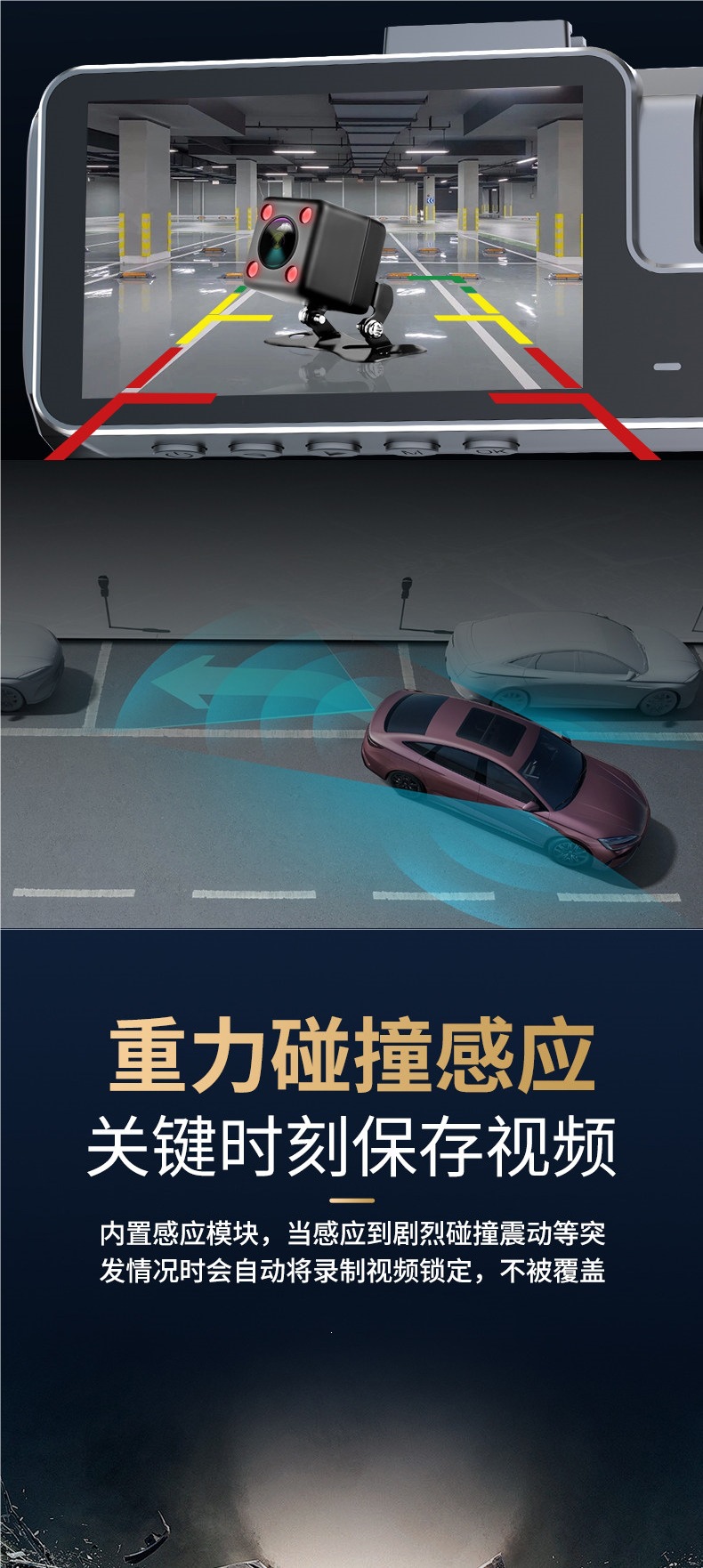 SenDao 2026 New Model 4K Triple-Lens Dashcam with APP Connectivity, 24H Parking Monitoring, No Wiring Required, Wireless