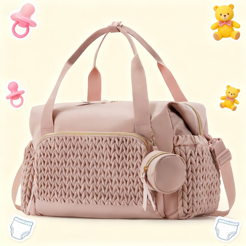 Quilted Texture Large-Capacity Travel Bag for Women, Lightweight, Multi-Functional, Portable, Waterproof Nylon Commuter Luggage Bag with Strap