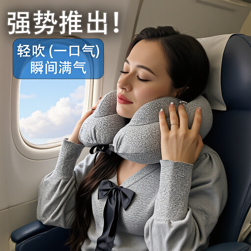 Inflatable Headrest Travel Pillow, Humpback Travel Pillow, Airplane Sleeping Artifact, Neck Pillow, Travel U-Shaped Pillow