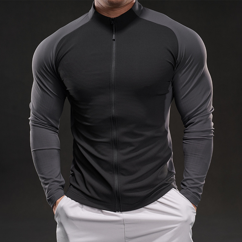 839881 Domineering Muscle Style 2025, весенний новый облегающий эластичный тренировочный костюм с длинными рукавами, повседневный модный беговой костюм