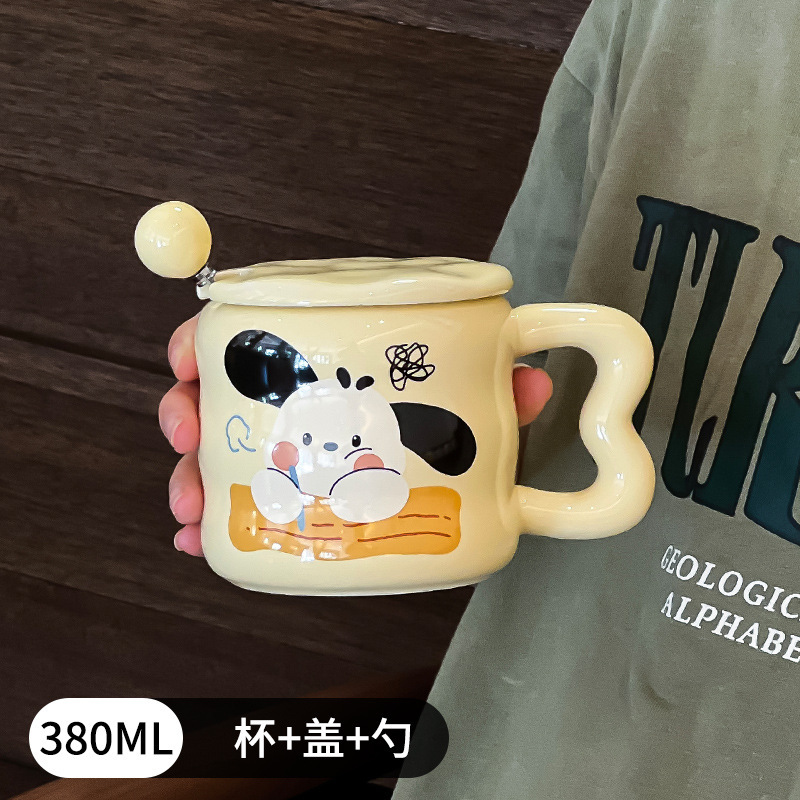 ミルクfufuセラミックマグカップ蓋付きスプーン付き女の子誕生日プレゼント|undefined