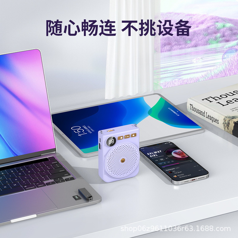 新型携帯小蜂ブルートゥーススクリーン顕拡声器先生教育ガイドの叫び器カードuディスクプレーヤー|undefined