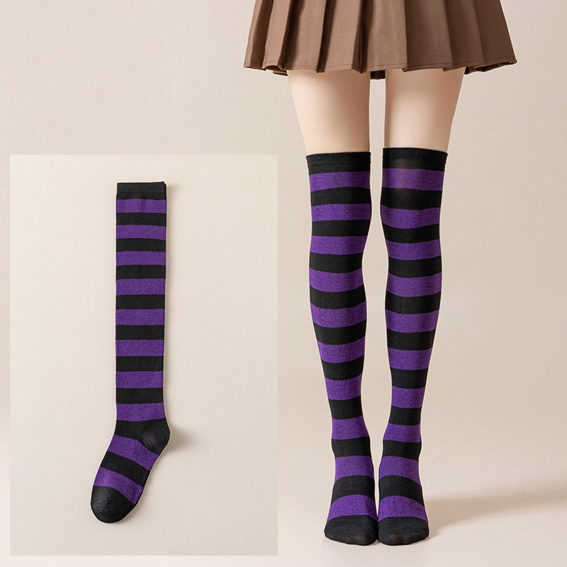 Calcetines Largos Bucaneras a Rayas para Mujer de Poliéster y Spandex, Absorción del Sudor, para Cosplay image 15