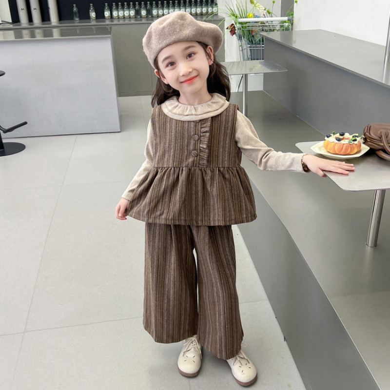 女童秋套装2025新款小香风娃娃领儿童衣服春秋款女宝宝早秋三件套|undefined