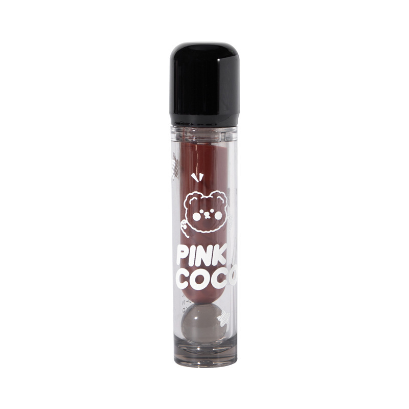 PINKCOCO熊ブツブツ鏡面唇釉薬色落ちしない水光唇彩学生党白すっぴん顔色口紅|undefined
