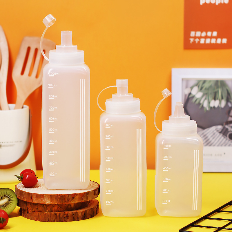 角型プラスチック搾り瓶食品級大口径ジャムサラダ瓶ソース瓶商用厚PE押出瓶|undefined