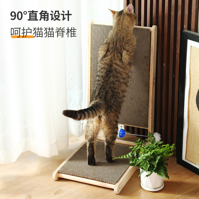 大型折りたたみL字型猫スクラッチボード垂直爪研削耐摩耗性非脱落猫爪ボード段ボール猫のおもちゃ|undefined