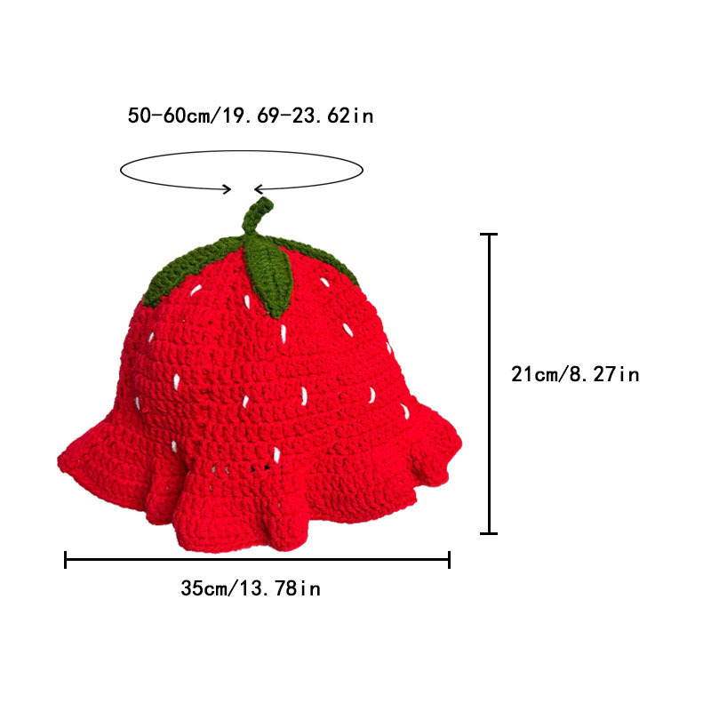 Maglia lavorata all'uncinetto fatta a mano transfrontaliera per donna, autunno e inverno, dolce e carino pescatore di fragole con bordo arricciato_voghion.com