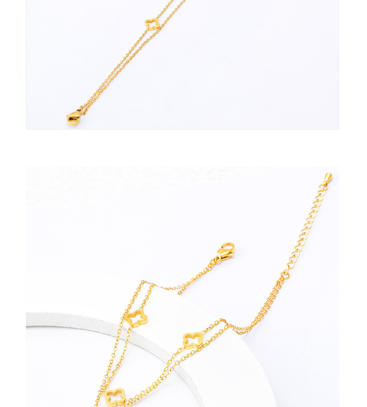 Retro Flower Titanium Steel Inlay Shell Womenu0027S Anklet