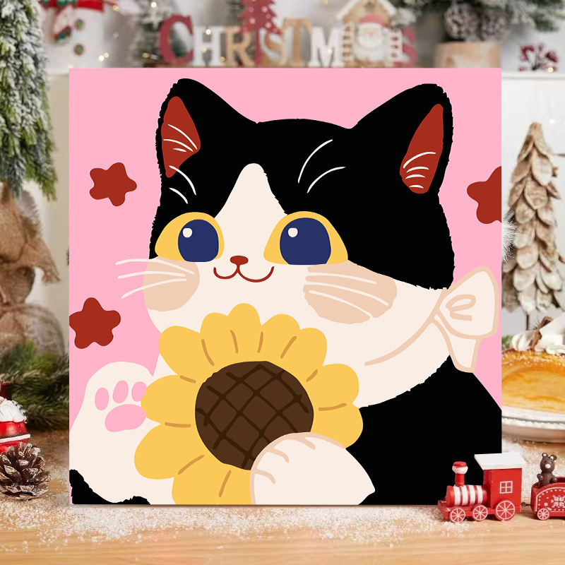 子猫デジタル油絵 diy 着色かわいい漫画動物手作り子供のシンプルな油絵装飾卸売|undefined
