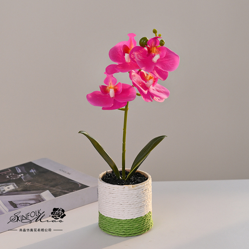 Flores falsas 4 sensación de orquídeas mariposa pequeña flor de bonsai decoración interior adornos flores artificiales imitación de maceta image 4