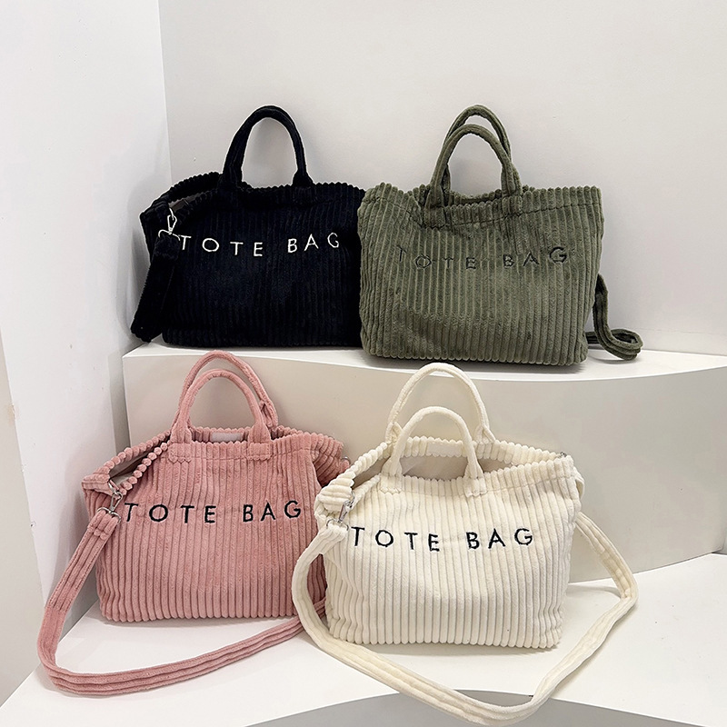 Hot-Selling Women's Bags, Trendy and Versatile Tote Bags, Large-Capacity Corduroy Canvas Bags, Lettered Handbags, Casual Cross-Body Bags Hot-Selling Women's Bags, Trendy and Versatile Tote Bags, Large-Capacity Corduroy Canvas Bags, Lettered Handbags, Casual Cross-Body Bags