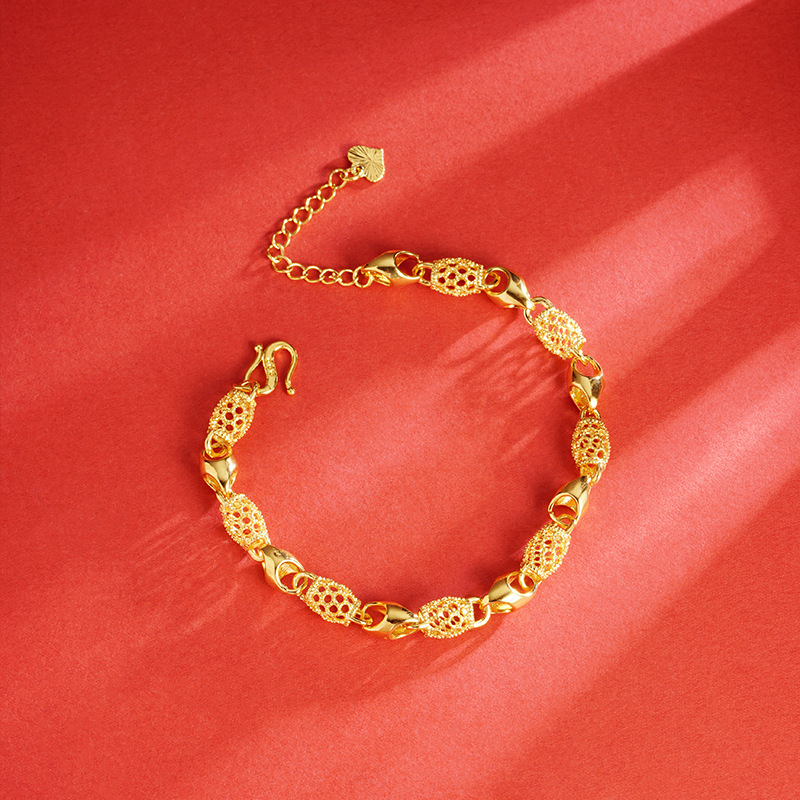 Arena oro retro estilo étnico exquisito pulsera estilo coreano de las mujeres elegante rico todo partido TikTok mano rápida en vivo caliente