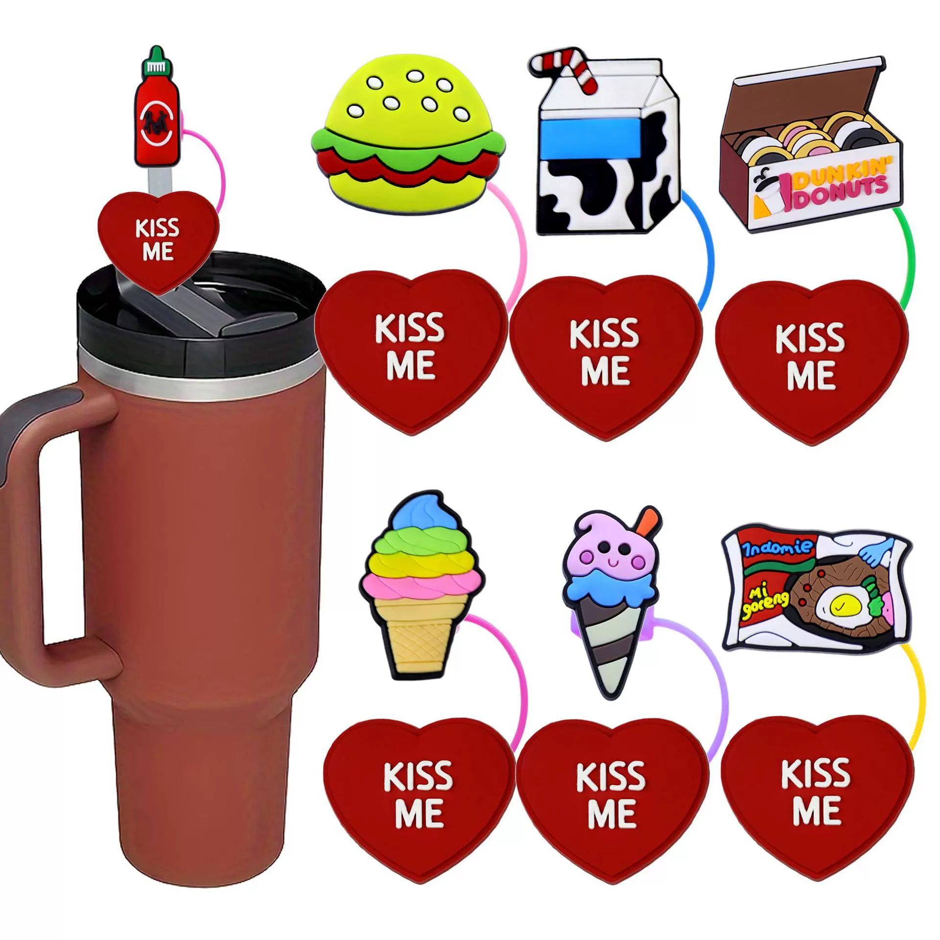 食物吸管帽temu卡通可爱玩偶防尘帽吸管杯配件