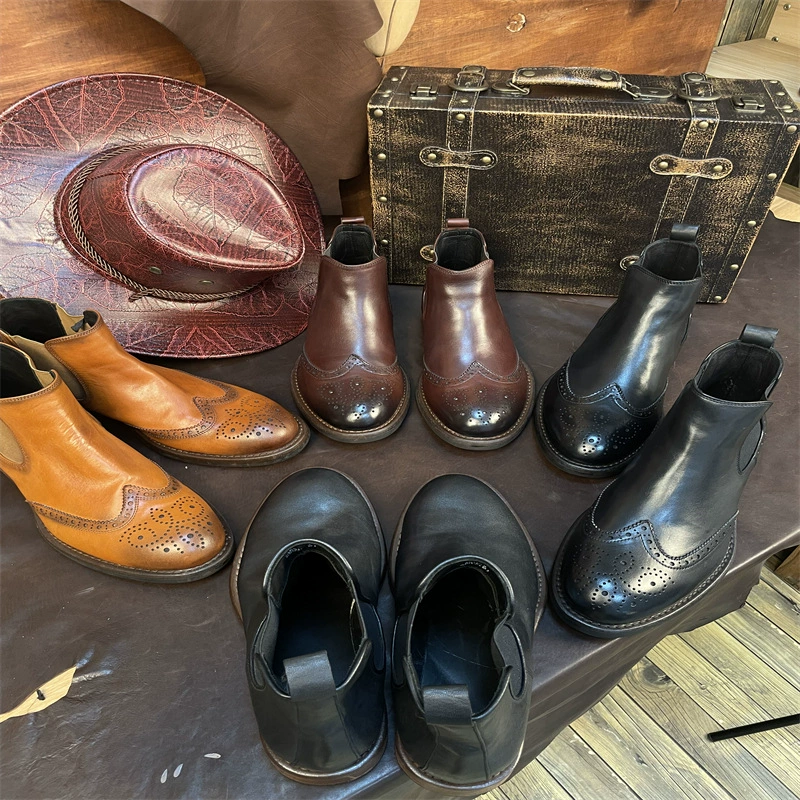 Оптовая Продажа с фабрики классические ботинки ручной работы из лошадиной кожи ботинки челси четыре сезона модные повседневные универсальные кожаные ботинки