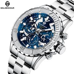 2022年新款男士手錶 時尚石英防水手錶 商務日曆實心鋼帶