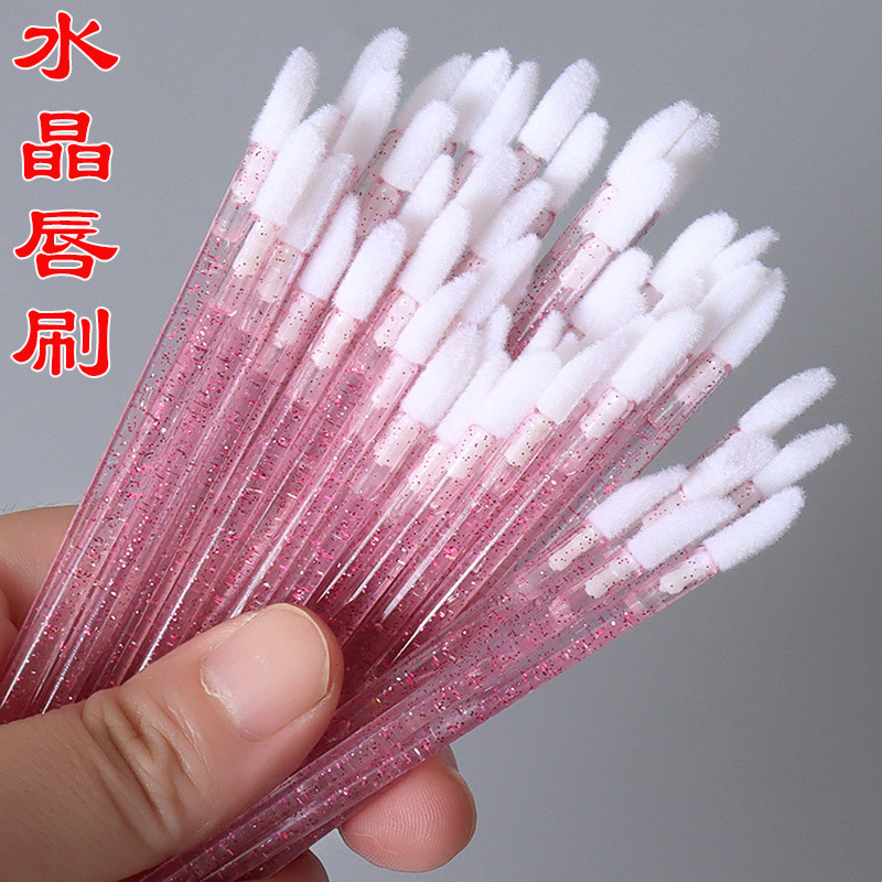 50 Crystal-Handle Lip Brushes, Lipstick and Lip Gloss Brushes, Beauty Tools, Eyelash Extension Cleaning Mousse Brushes, Lip Brushes