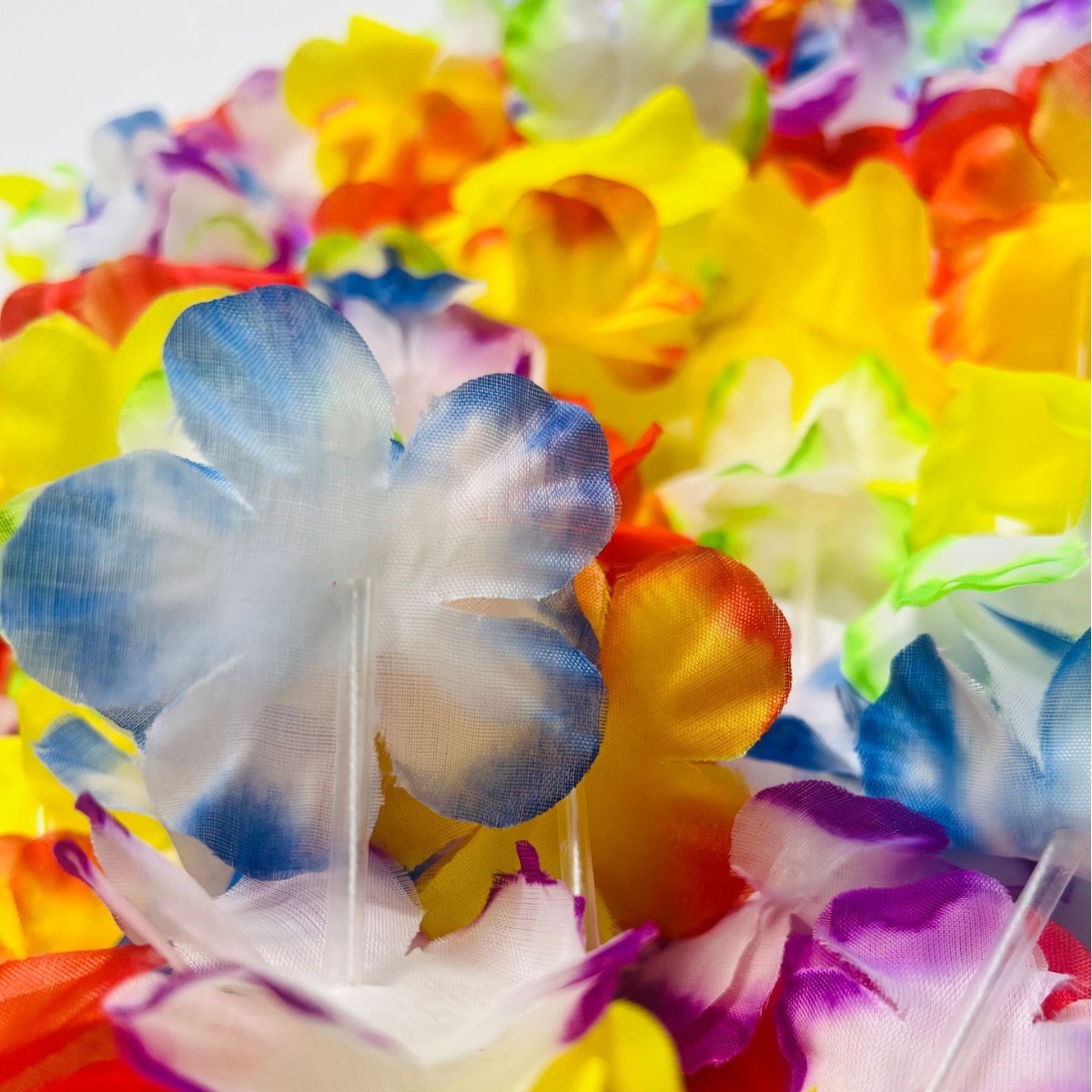 24 pares de guirnaldas de tela de poliéster hawaiana de color guirnalda multicolor de color de 6,5 cm de largo de 96 cm de diámetro