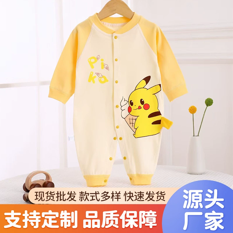 Детский хлопковый комбинезон, весенне-осенний удобный мягкий комбинезон для новорожденных, Модный комбинезон с мультяшным принтом