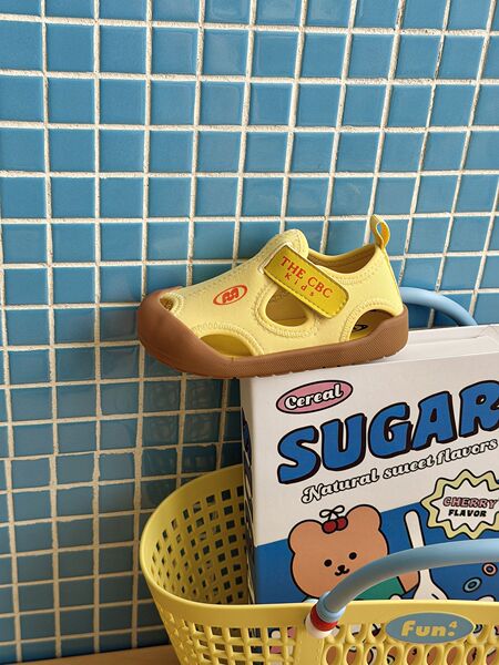 Xshx Korean-Style Sports｜Children's Functional Toe-Protecting Rubber Non-Slip Lycra Breathable Quick-Drying Shoes for Spring and Summer