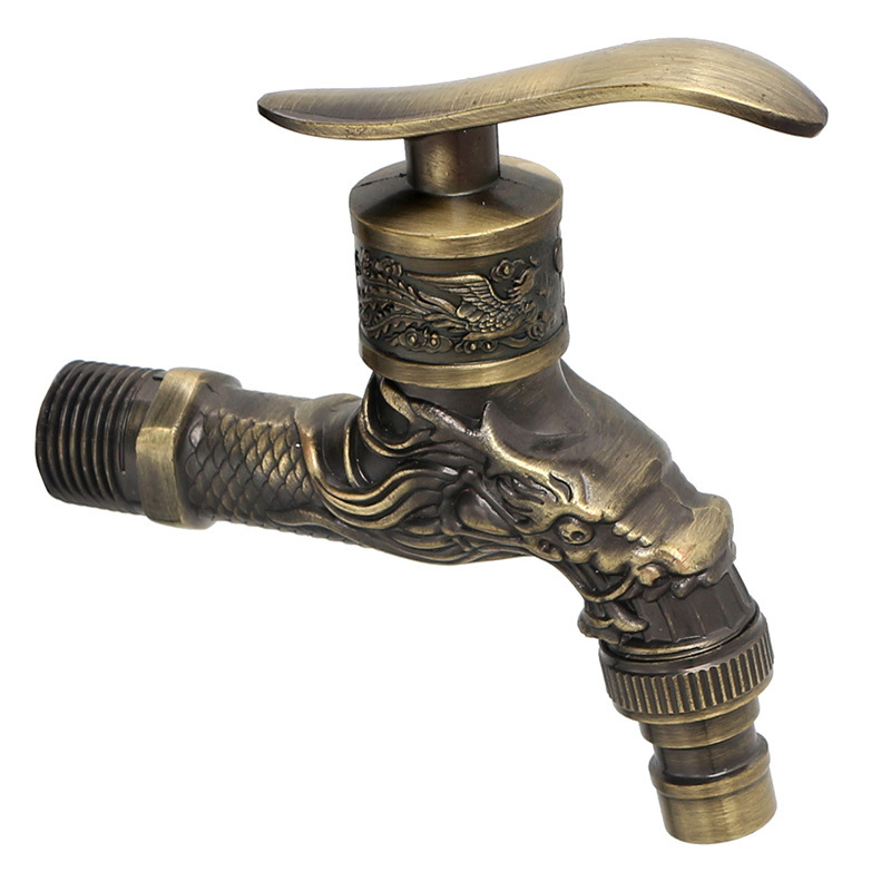 Antique bronze zinc alloy quick-opening faucet water nozzle European retro Dragon washing machine faucet factory wholesale