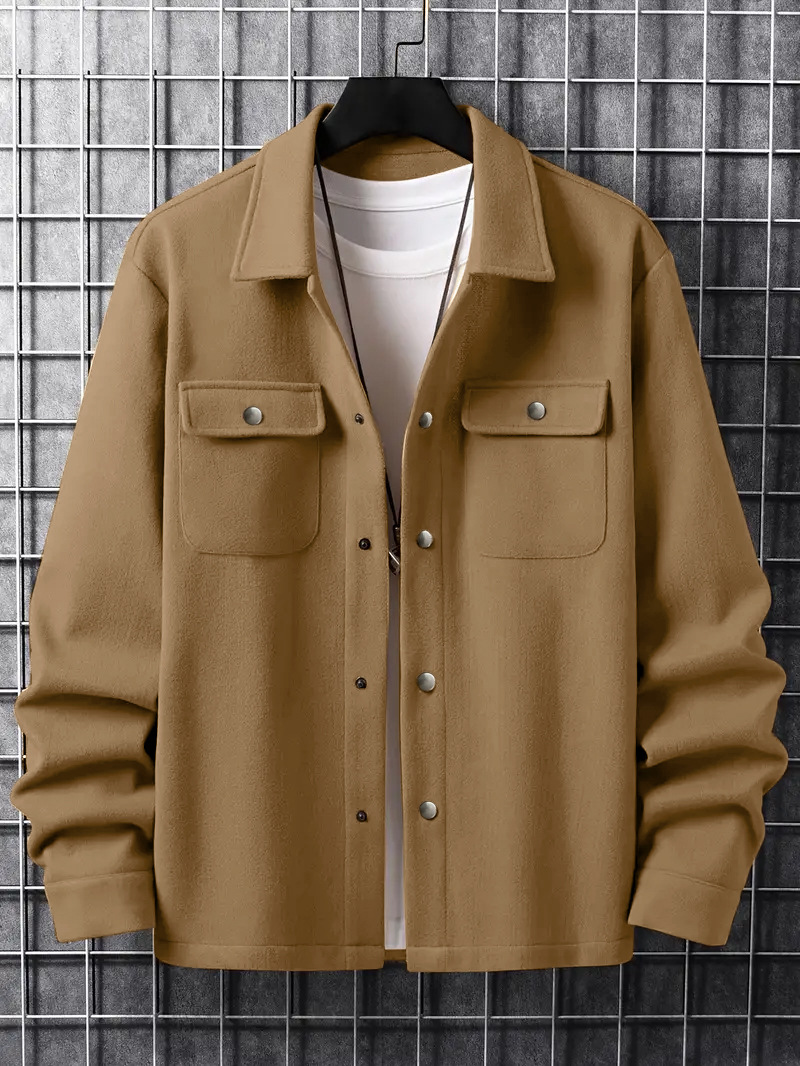 Denim Jacket Men Loose Fit Turn Down Collar Casual Outerwear_voghion.com