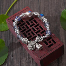 国潮水晶有钱花手链民族风古银钱袋手串文创饰品货源景区热销